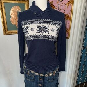 Navy Blue Snowflake Sweater
